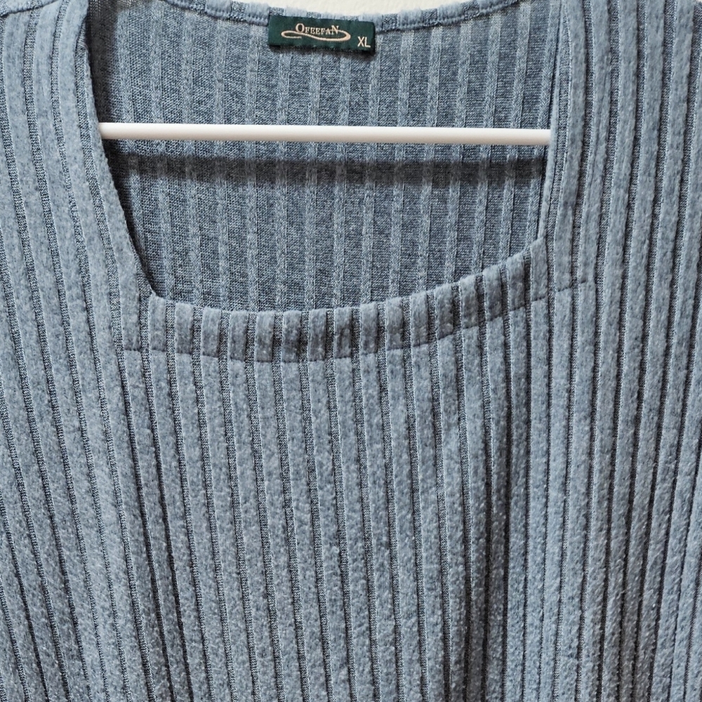 Blue Ribbed Knit Dress - Picture 2 of 2